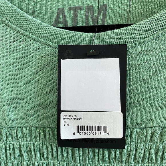 ATM Slub Jersey Smocked Tee In Havana Green Size XL New With Tag - Picture 4 of 8
